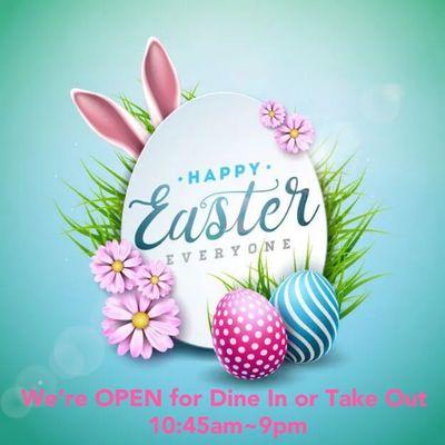 Happy Easter we're OPEN For Dine In(BYOB) and Take Out 1 (732) 847-9909 or +1 (732) 214-1348