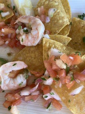 Shrimp ceviche with homemade chips