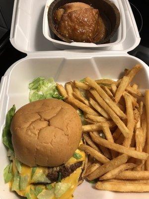 Twin burger, fries and apple dumpling. Lifelong favorite.