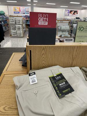 Sign says "Buy 1 Get  1/2 Off." Refused to honor this bait and switch advertising at the register.