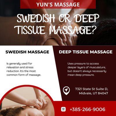 Yun's Massage
 7321 State St Suite D, Midvale, UT 84047
 Call us at 385-266-9006