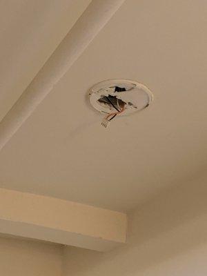 A surveyor came in, took the smoke detector to change the battery and he never returned with it.