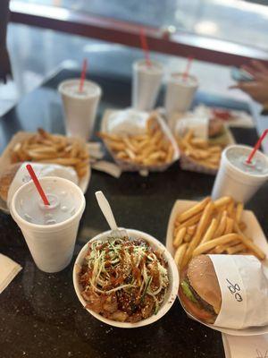 Teriyaki burger and teriyaki bowl