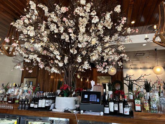 Beautiful flowers at the bar