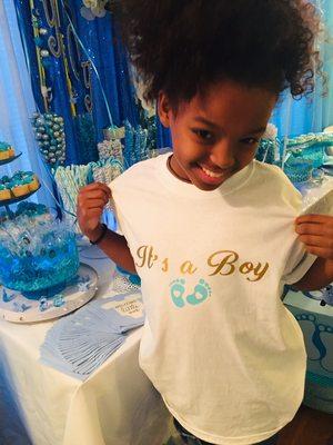 It's a boy baby shower t-shirt!