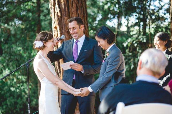 Ceremony at the redwood area photo by C Wagner Photography