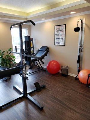 Active therapy room for active rehab and stretching.