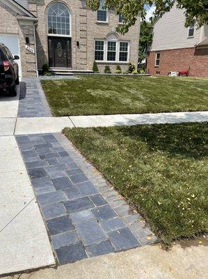 Paver driveway ribbons make life a little easier!