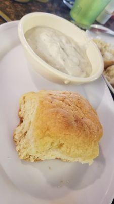 Biscuits were fluffy and delicious, this was the "small" portion of gravy.