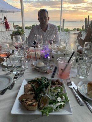 Good food/buffet set up right on the beach