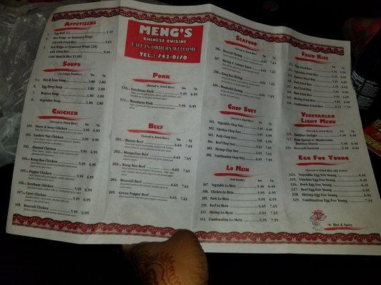 The menu