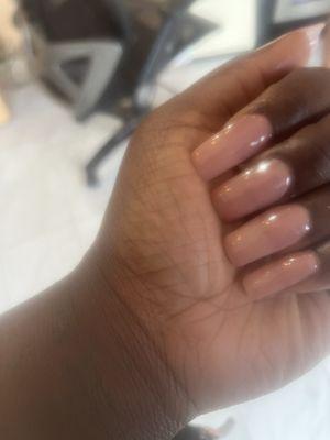 Medium length acrylic set with natural gel polish