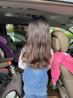 My daughter has curly/ wavy combo hair. Asked for a trim and got exactly what we asked for.