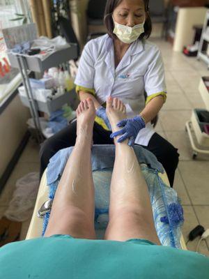 'European' pedicure option comes with like 3 different massages and lotions