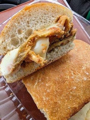 Eggplant Parmesan sandwich