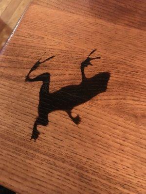 Branded tables at Hoppers give the place a personalized flair.