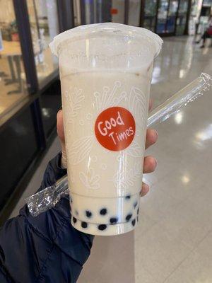 Jasmine green milk tea with boba