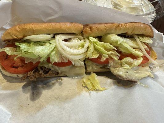 Steak Sub (good roll but messy lettuce, why don't they shred it?!)