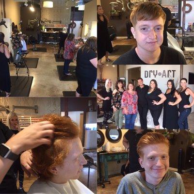 Men's hair cutting class at our salon! Gage for men styling products for guys are easy to use! Always learning!