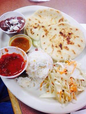 Pupusas, a Salvadorian specialty and deliciously devoured by my young one