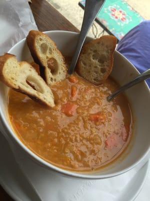 Red lentil soup--amazing