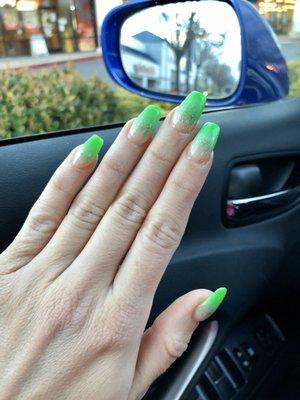 Lime green ombré acrylic