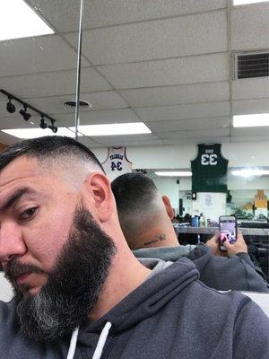 Bald midfade and razor beard trim