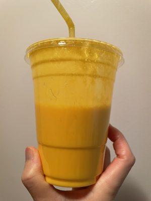 $5.00 Mango Lassi, not too sweet, medium thickness