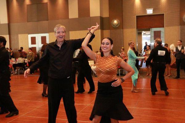 Ed dancing with his instructor at our Casino Royale Showcase in Fall 2019.