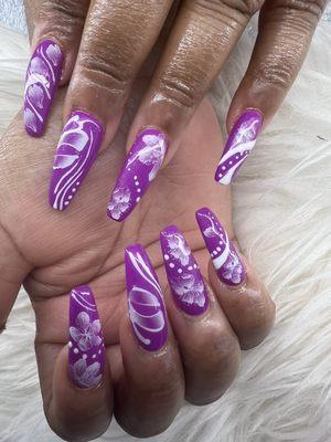 Purple set with a white floral design