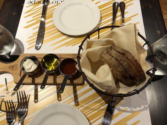 Complimentary bread with really good dip