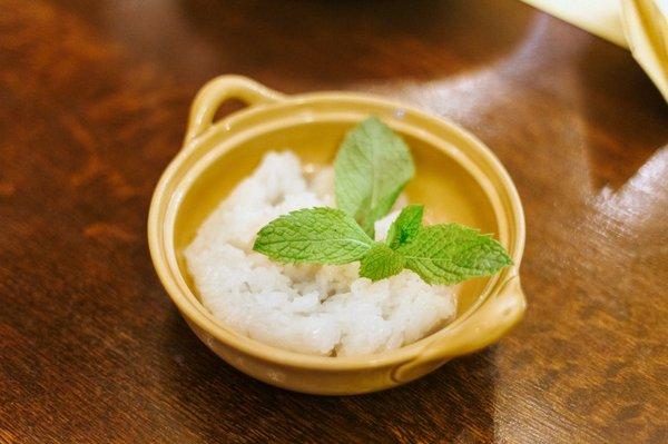 Sticky rice with coconut milk! My favorite dessert!! (I opted not to get mangoes since they weren't in season)