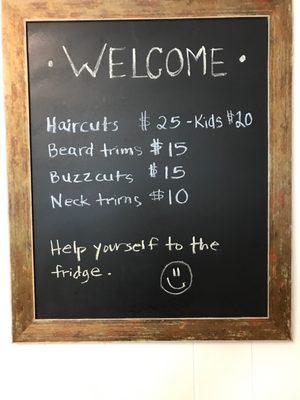 Price menu