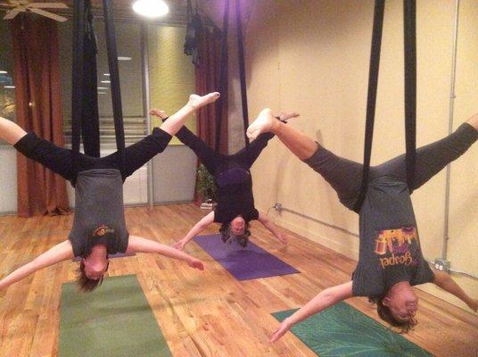 Yes, it's FUN!  Aerial Yoga