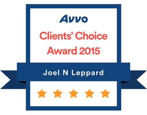 Avvo 2015 Clients' Choice Award- Joel Leppard