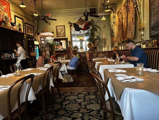 Reservations with a credit card for an empty dining area.