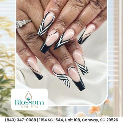 Turn your fingertips into a canvas--black and white nails that are pure artistry