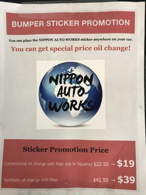 BUMPER STICKER PROMOTION!
 $22.5$19