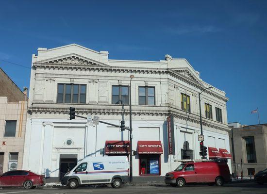 A prominent corner storefront.