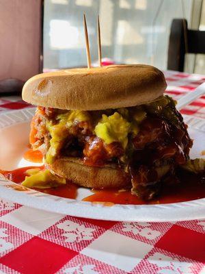 Barbecue pulled pork sandwich