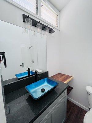 Mililani townhouse bathroom renovation.  Added vanity lights and recessed lights.