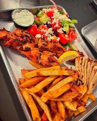 Chicken Souvlaki Plate, So Good!