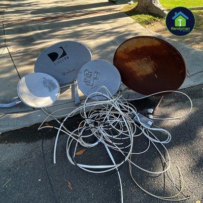 Satellite Dish Removal, DirecTV Dish Removal, Dish Network Removal, and coax cable removed and haul away to the recycling center.