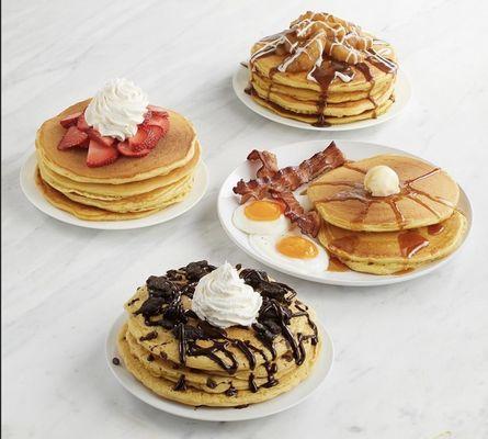 Triple Chocolate Pancakes Strawberry Pancakes cakes Cakes, Eggs and Bacon