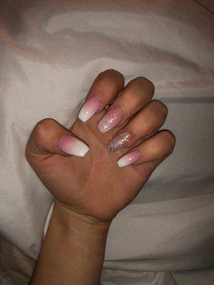 pink ombre with glitter. $50