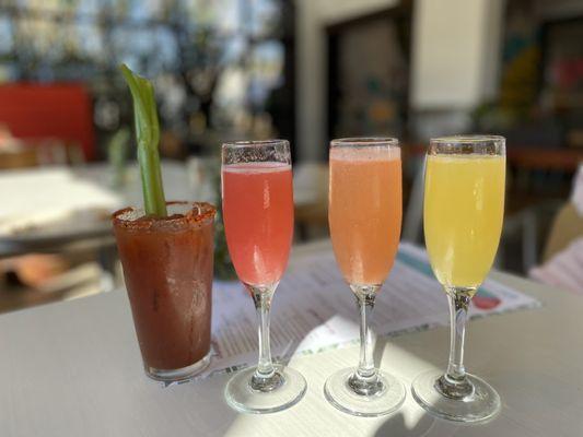 Bloody Mary and Mimosa Flight (strawberry, raspberry & orange)