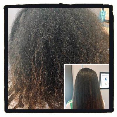 Before & After Brazilian Blowout Smoothing Treatment