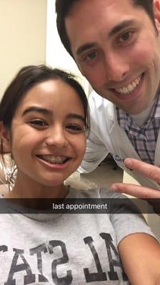 My daughters favorite part of her visit.  Getting a snapchat picture with her favorite Orthodontist.