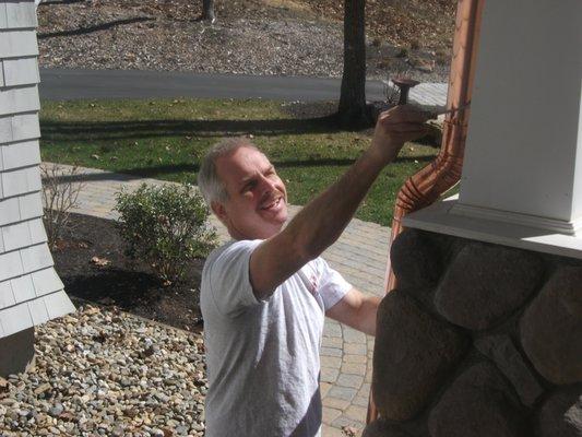 Chad Johnson, Copper Downspout Installation, Gutter Service Of Maine llc