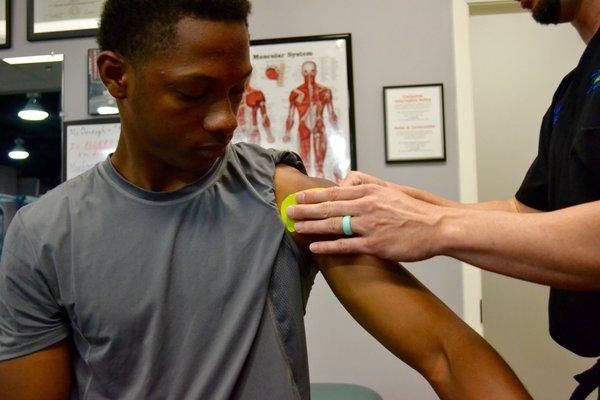 Rock taping for increased shoulder stability